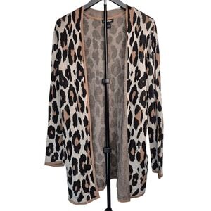 BY Design Womens M Cardigan Leopard Print Long Sleeve Cotton Blend Office Work
